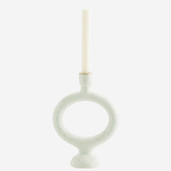 White Ceramic O Candle Holder by Madam Stoltz