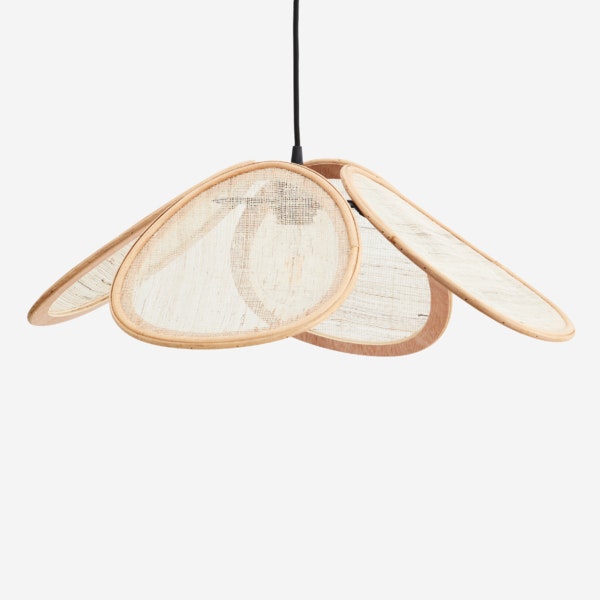 Rattan Linen Ceiling Lamp by Madam Stoltz
