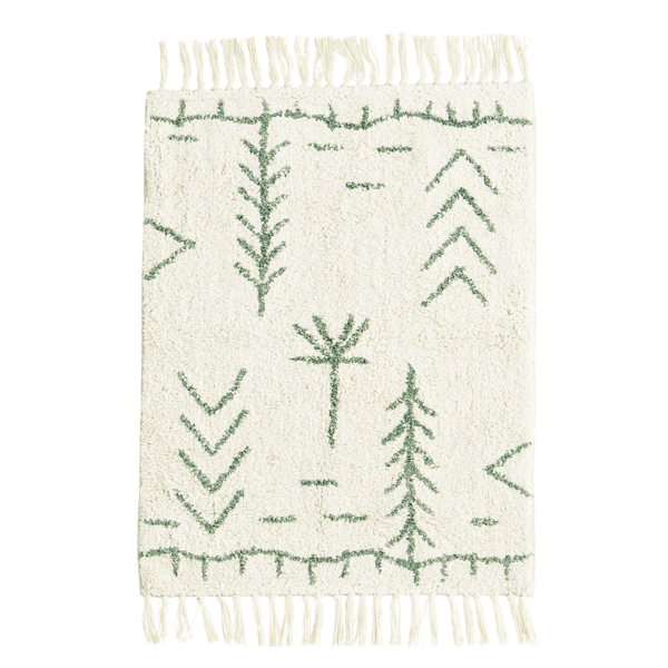 Green Tufted Cotton Non Slip Bath Mat by Madam Stoltz