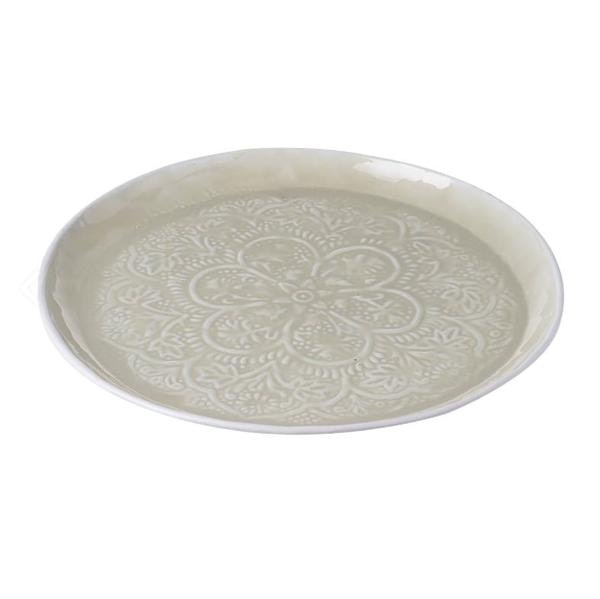 Round Embossed Tray In Pale Sage by Parlane