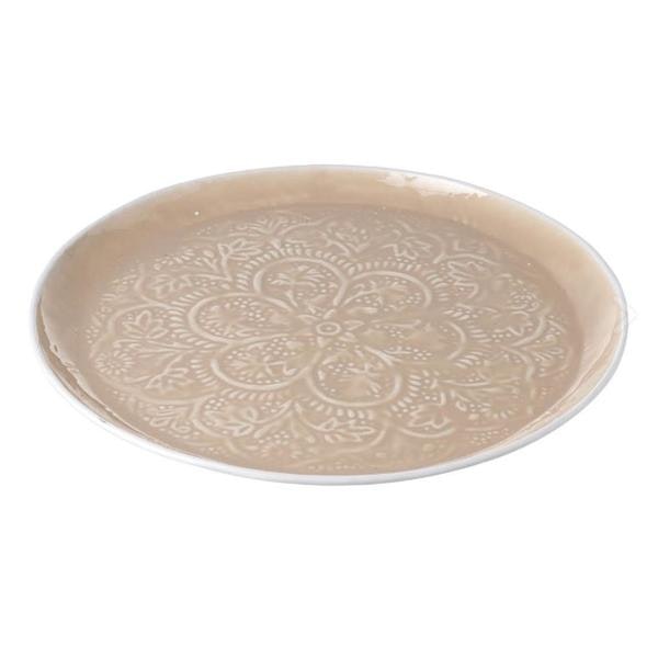 Round Embossed Tray In Blush by Parlane