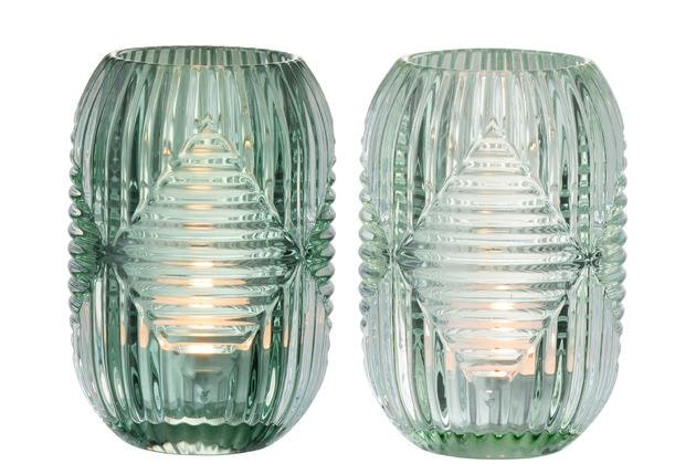 Set of 2 Green Glass Deco Tea Light Holders by Distinctly Living