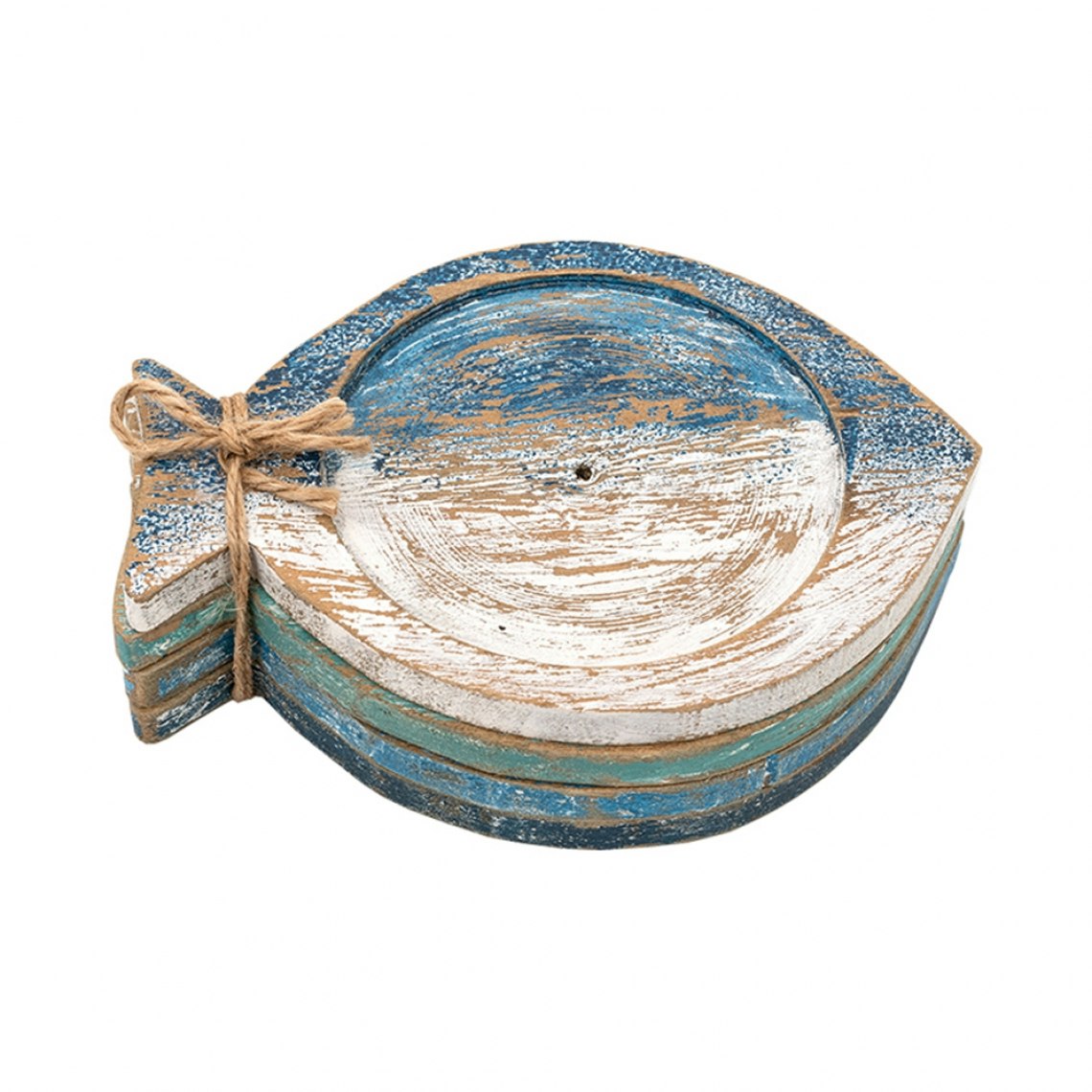 Set of 4 Wooden Fish Coasters by Distinctly Living
