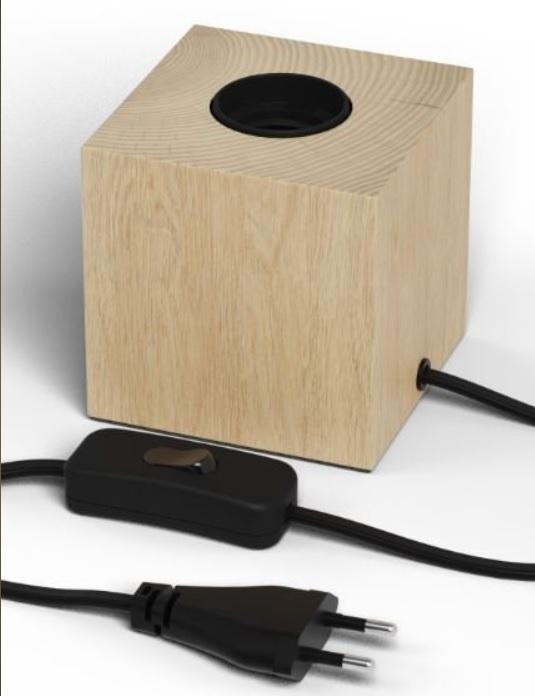 Wooden Lamp Base with 1.8m Fabric Cable by Distinctly Living