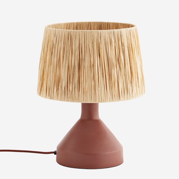 Iron Table Lamp W Raffia Shade by Madam Stoltz