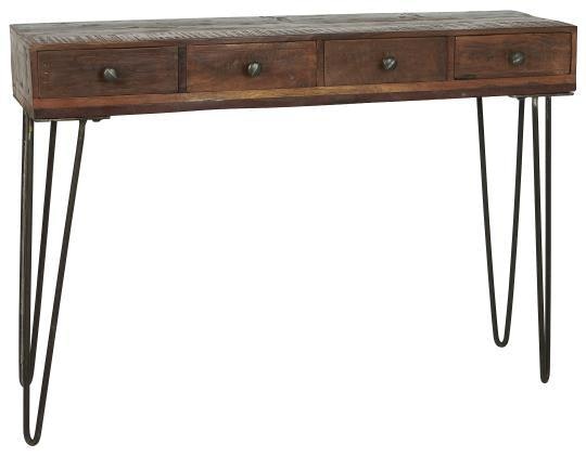 Console Table W 4 Drawers Made From Recycled Wood And W Metal Legs Unique by Ib Laursen