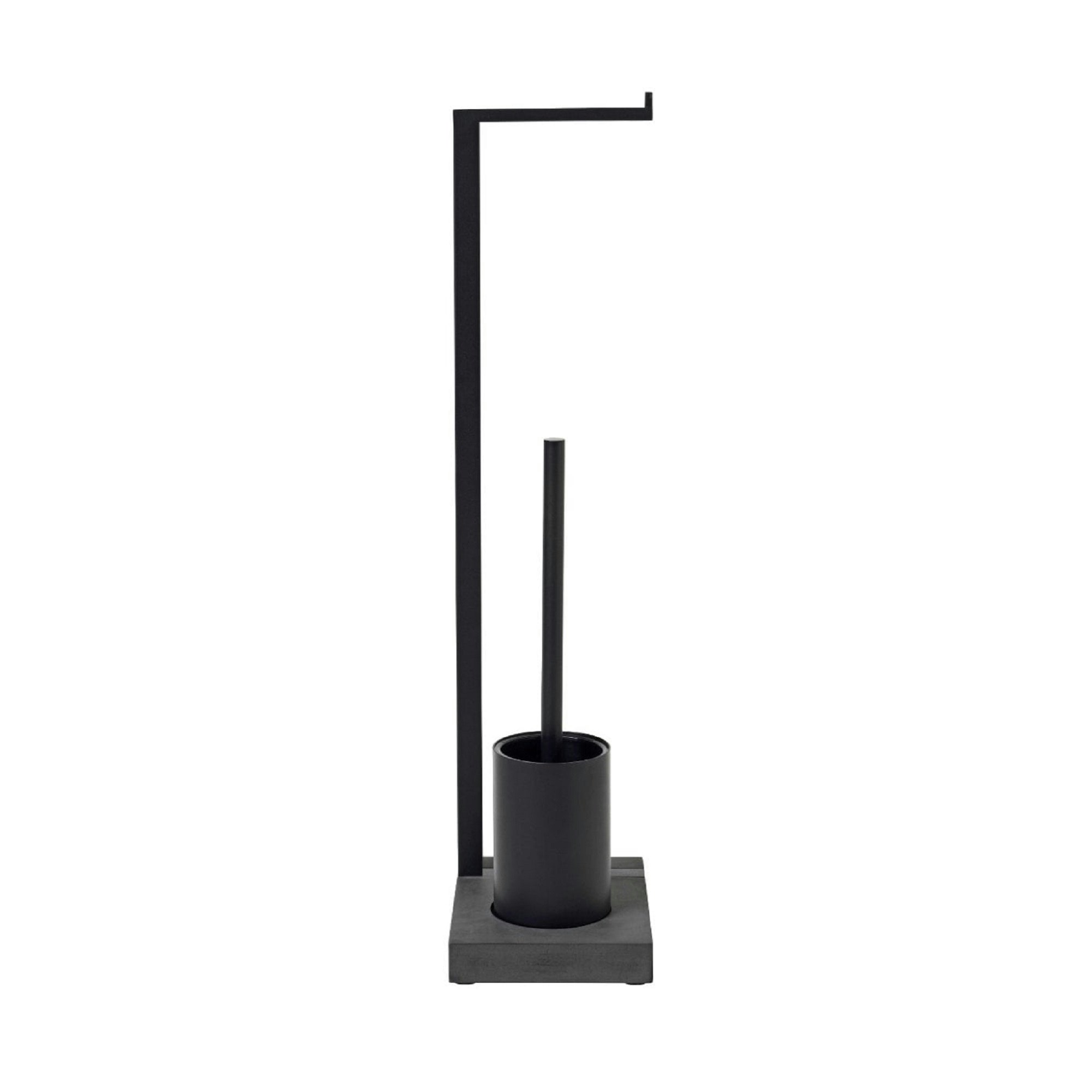 Menoto Floz Design Black Freestanding Toilet Roll Holder and Toilet Brush by Blomus