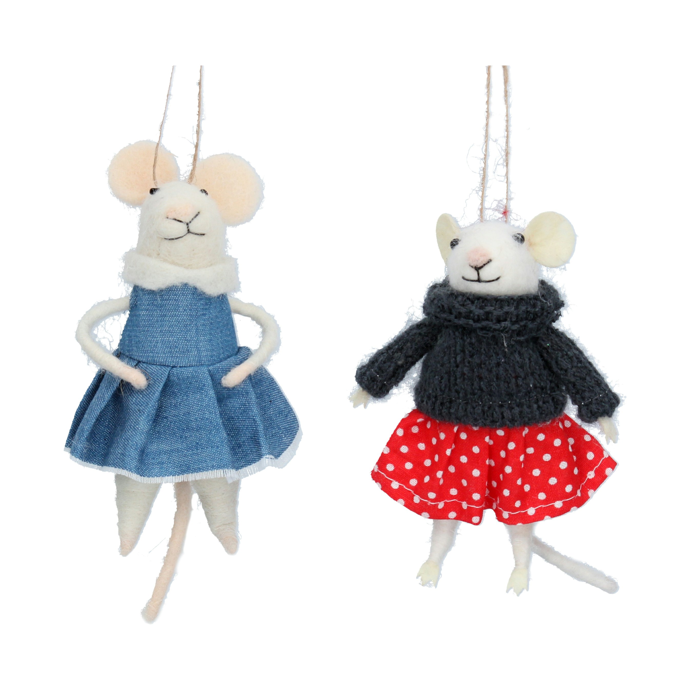 Wool Mix Mice with Jumper/Dress Decoration by Gisela Graham