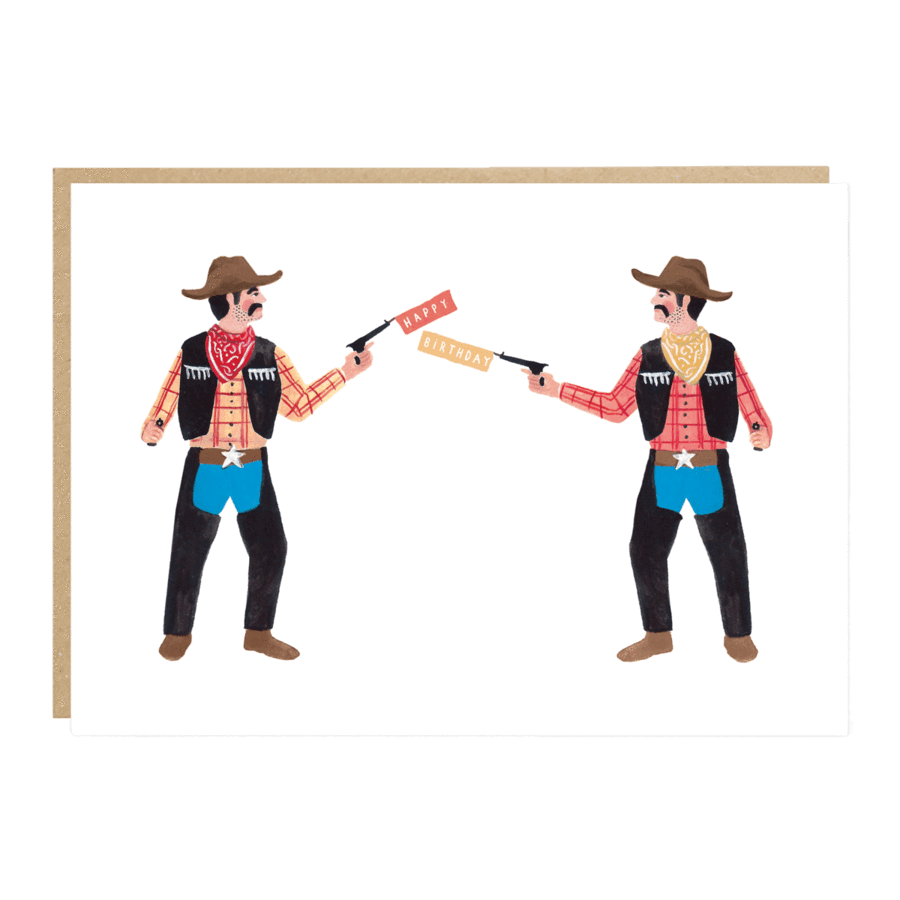 Cowboys Happy Birthday Greetings Card by Jade Fisher