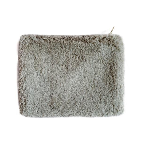 Faux Fur Washbag In Grey by Parlane
