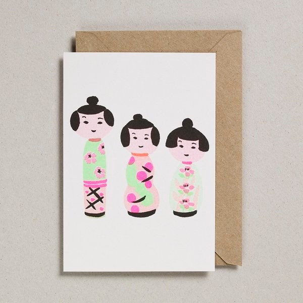 Doll Design Greetings Card by Petra Boase