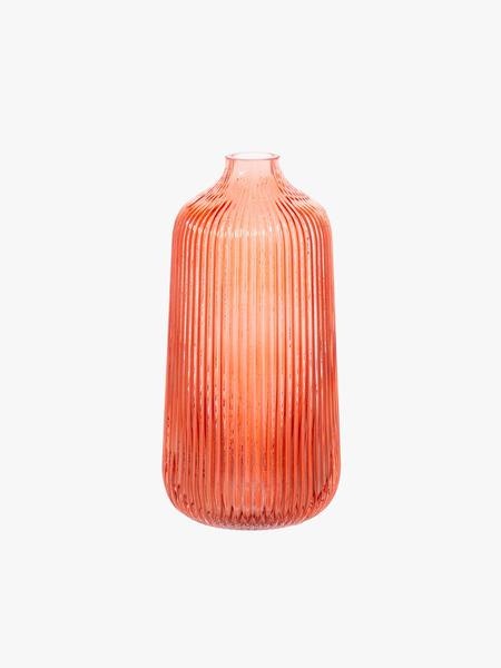 Tall Fluted Glass Vase Amber by Sass & Belle