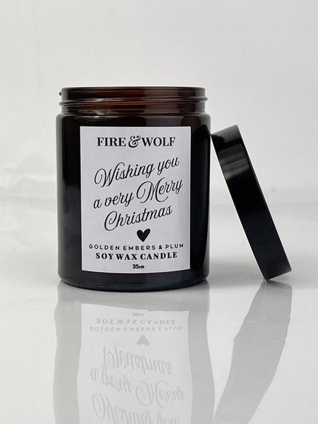 Christmas Candle Wishing You A Very Merry Christmas Golden Embers Plum by Rustybear