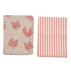 Henrietta Gingham Tea Towel Set Fig by Raine And Humble