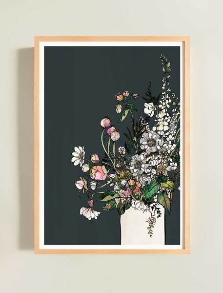 White Blooms A 2 Framed Fine Art Print by Katie Cardew