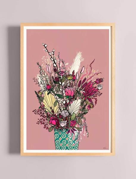 Pink Blooms A 3 Framed Fine Art Print by Katie Cardew