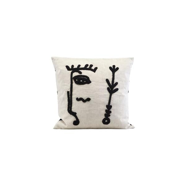 Pillowcase Ingo In Linen Black And Off White 50 Cm X 50 Cm by House Doctor