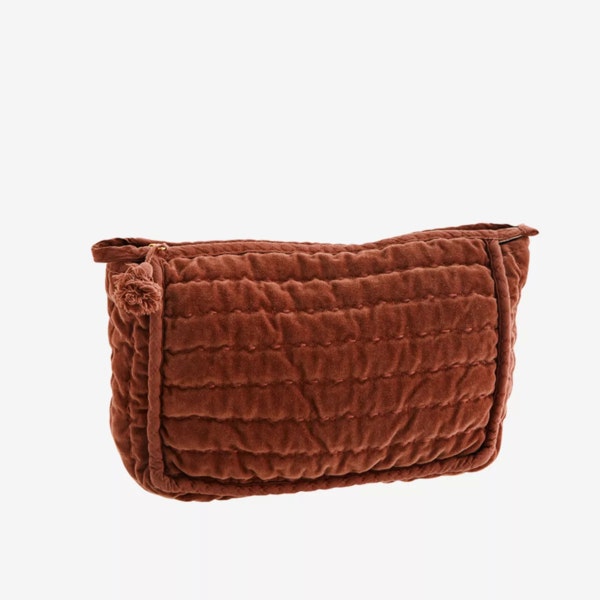 Small Rust Velvet Cotton Washbag by Madam Stoltz