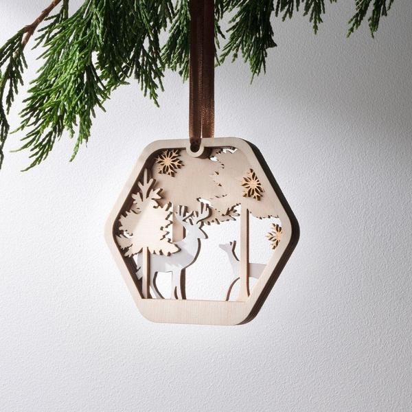 Tree Scene Ornament | Reindeer & Fawn by Brch