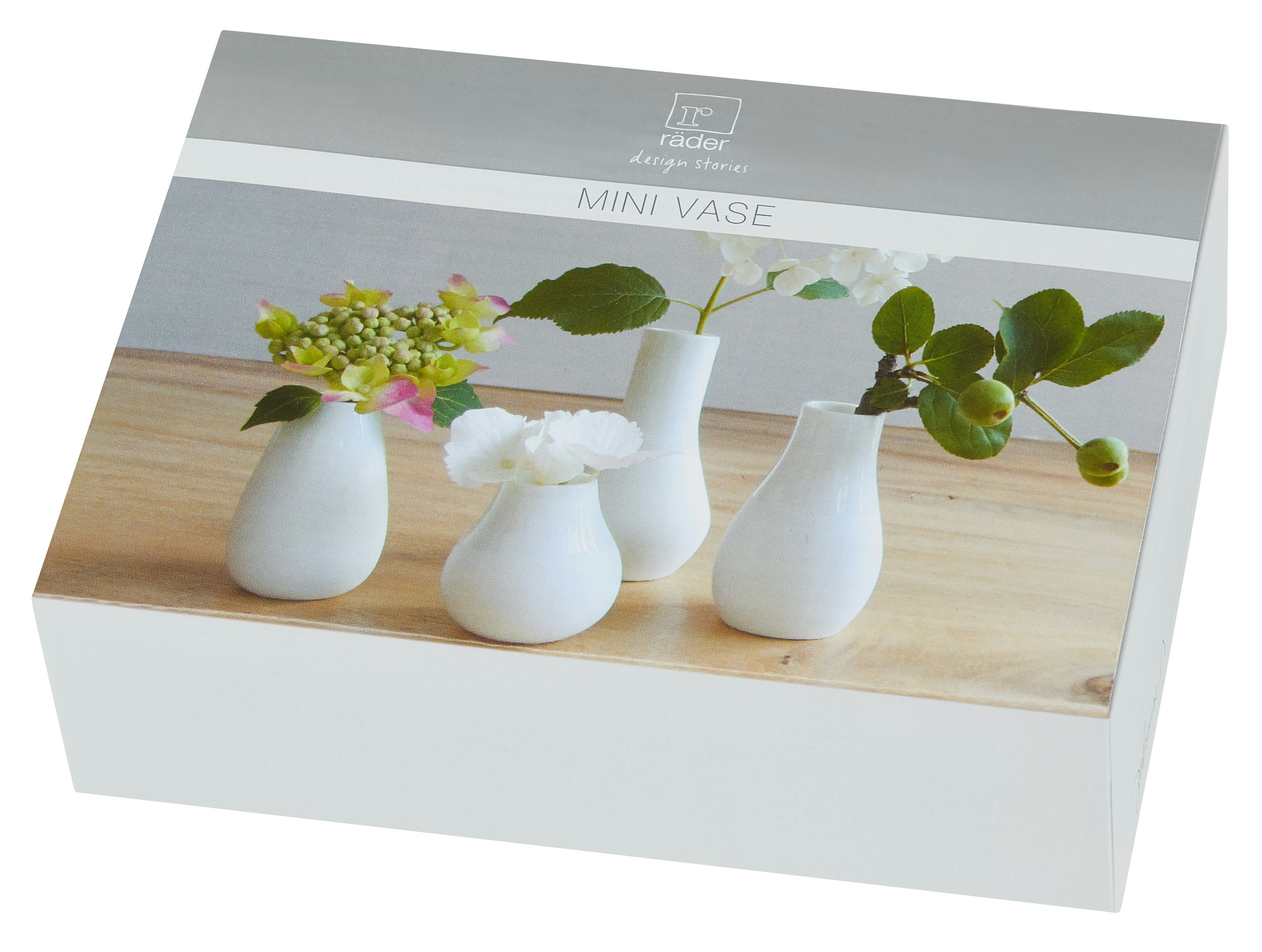 Set of 4 Mini White Vases by Räder