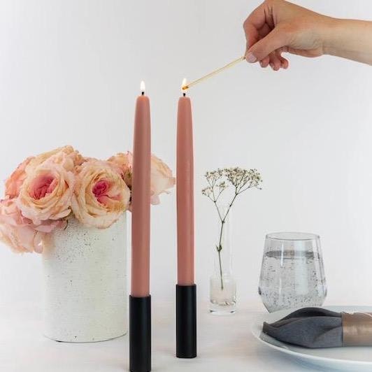 Dipped Beeswax Taper Candle In Terra Cotta by MO & CO