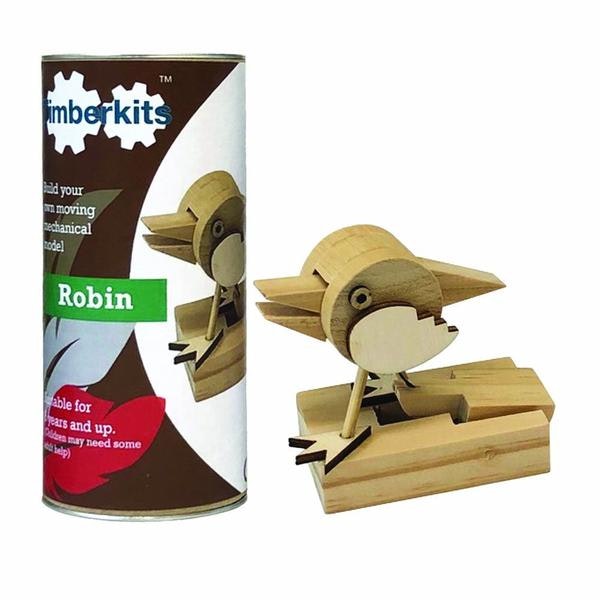 Wooden Robin - Mechanical Wooden Craft Kit by TIMBERKITS