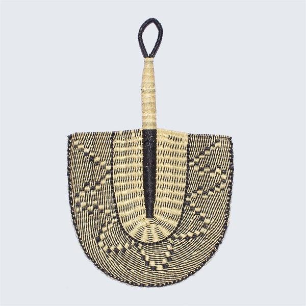 Monochrome "daisy" Ghanaian Fan by Artisans & Adventurers