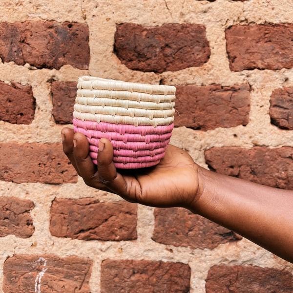 Pom Pom Basket In Pink by ELIZABETH'S VOICE