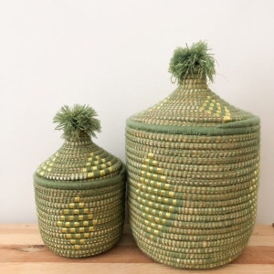 Large Green & Gold Berber Bread Basket by Beldi Maison