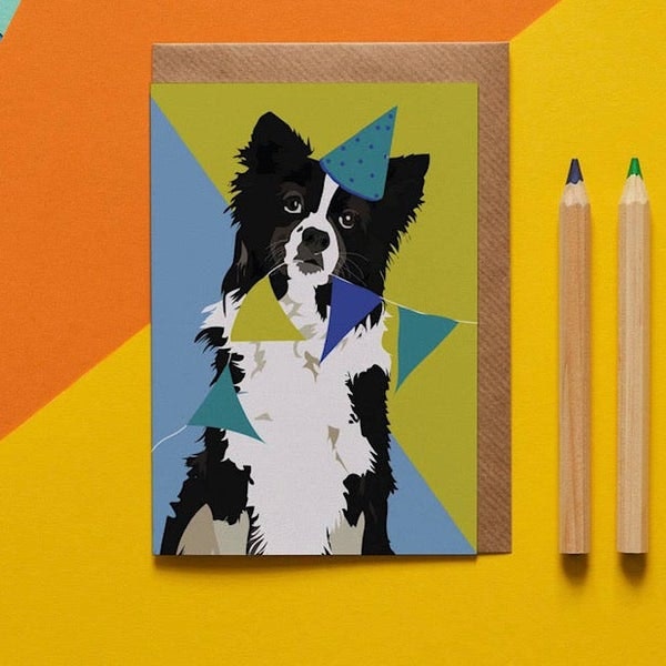 Jess The Border Collie Dog Card by Lorna Syson