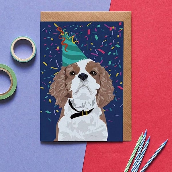 Darcey The King Charles Cavalier Card by Lorna Syson