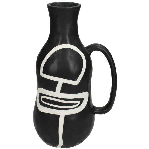 Black And White Vase With Handle by Maitri