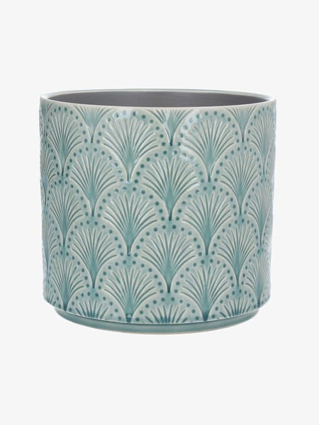 Blue Arches Ceramic Pot Cover Large by Gisela Graham