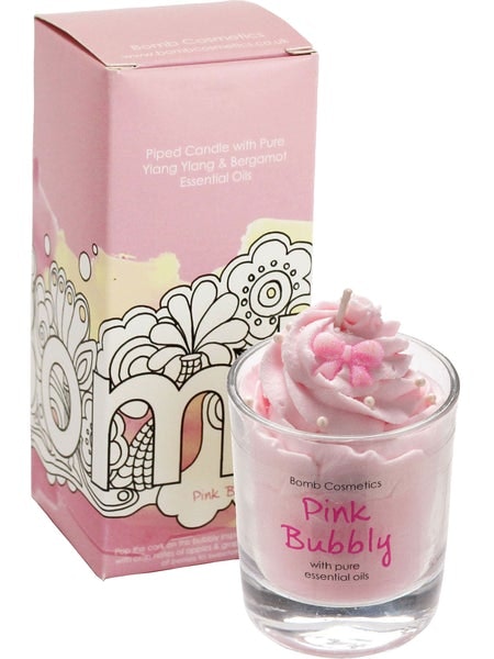Pink Bubbly Piped Candle by Bomb Cosmetics
