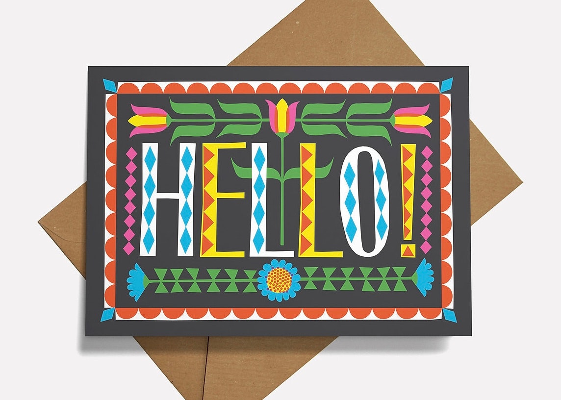 Hello Greetings Card by Printer Johnson