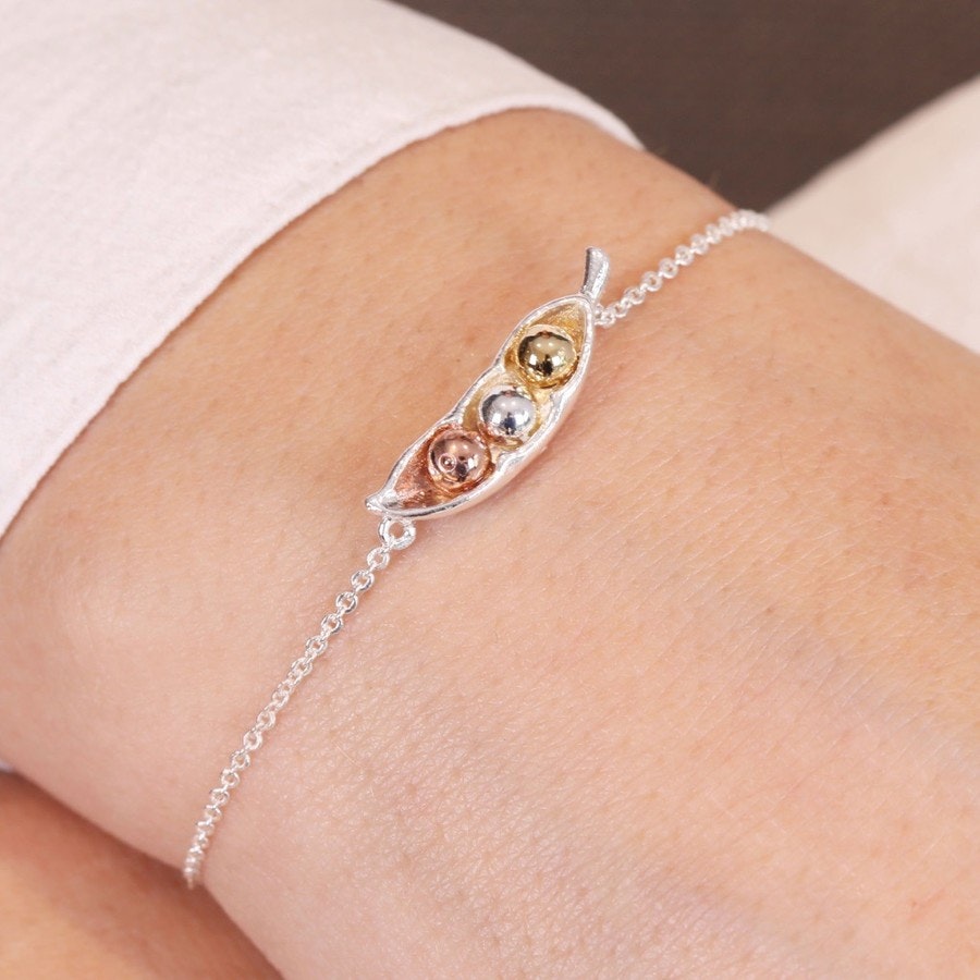Silver Three Peas In A Pod Bracelet by Lisa Angel