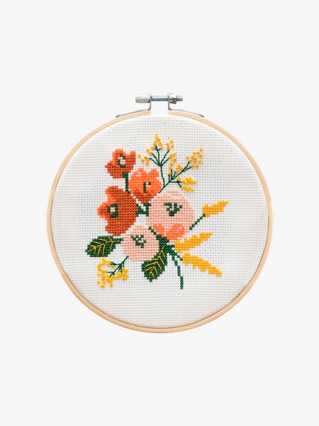 Floral Cross Stitch Kit by Cotton Clara