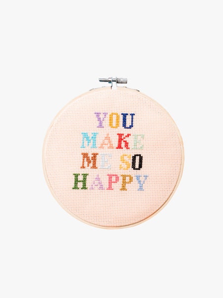 You Make Me So Happy Cross Stitch Kit by Cotton Clara