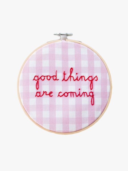 Good Things Gingham Embroidery Hoop Kit by Cotton Clara
