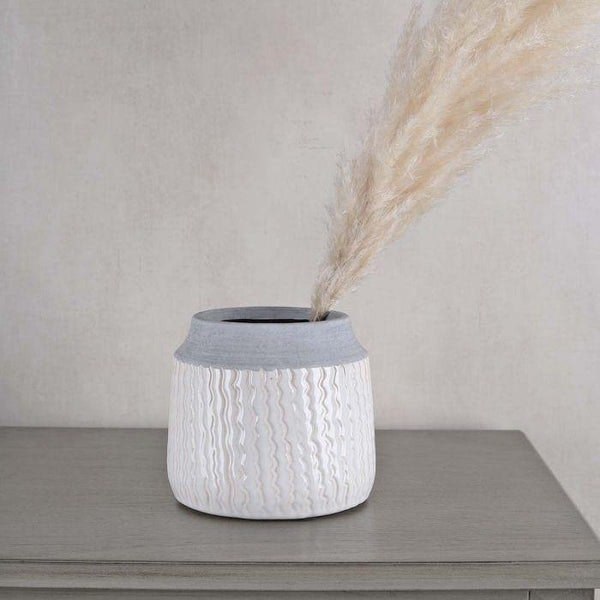 White Low Vase by Distinctly Living