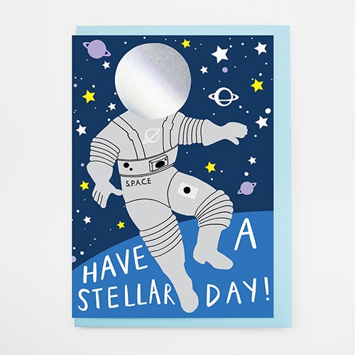 Astronaut Greetings Card by Alison Hardcastle
