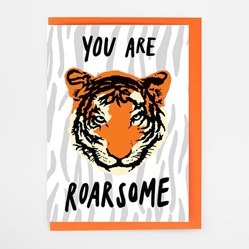 Roarsome Tiger Greetings Card by Alison Hardcastle