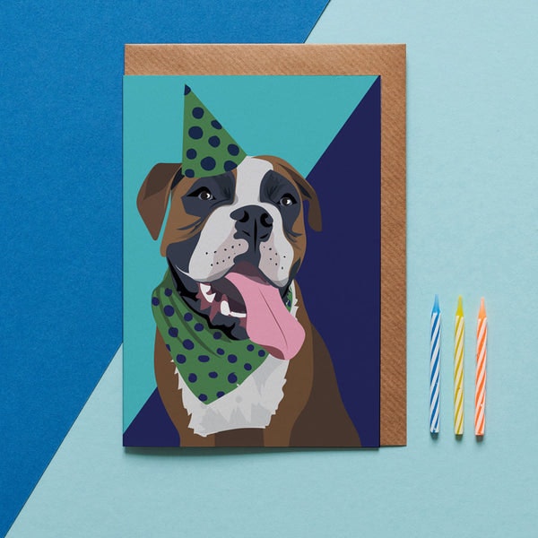 Duke The Boxer Dog Card by Lorna Syson