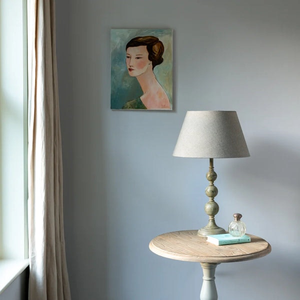 Grey Wooden Bedside Table Lamp by Grand Illusions
