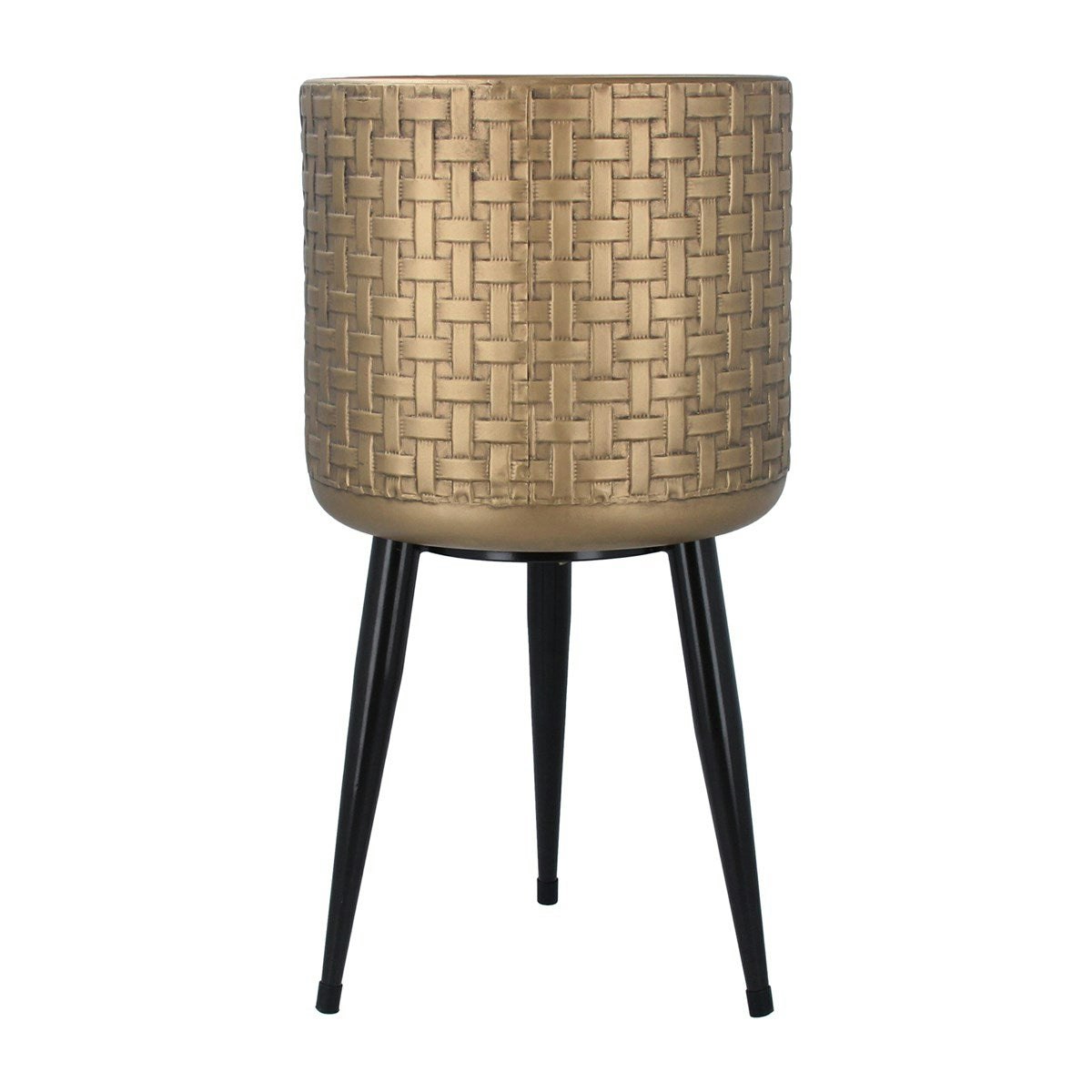 48cm Gold Metal Basketweave Pot Cover with Legs by Gisela Graham