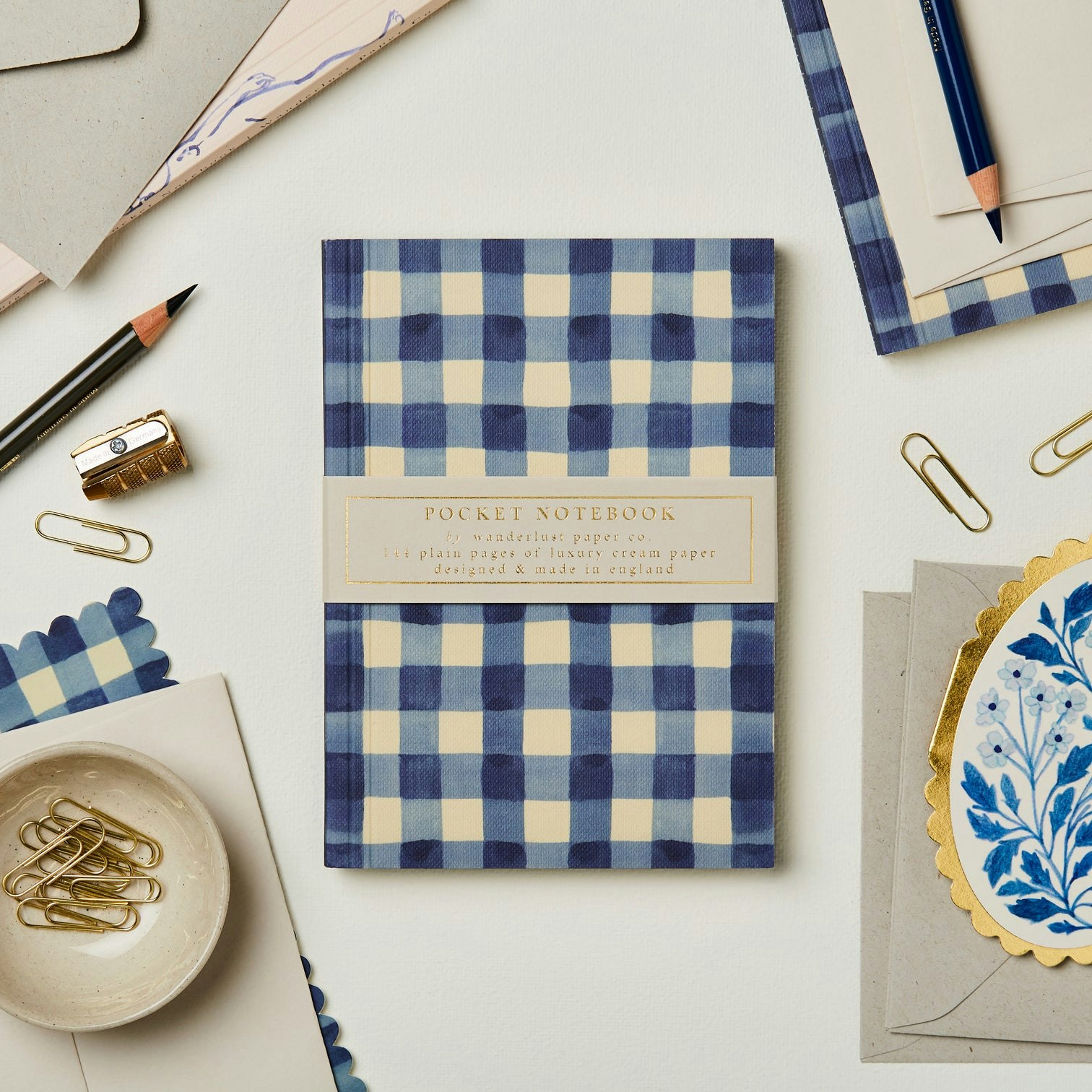 Blue Gingham Pocket Notebook by Wanderlust Paper