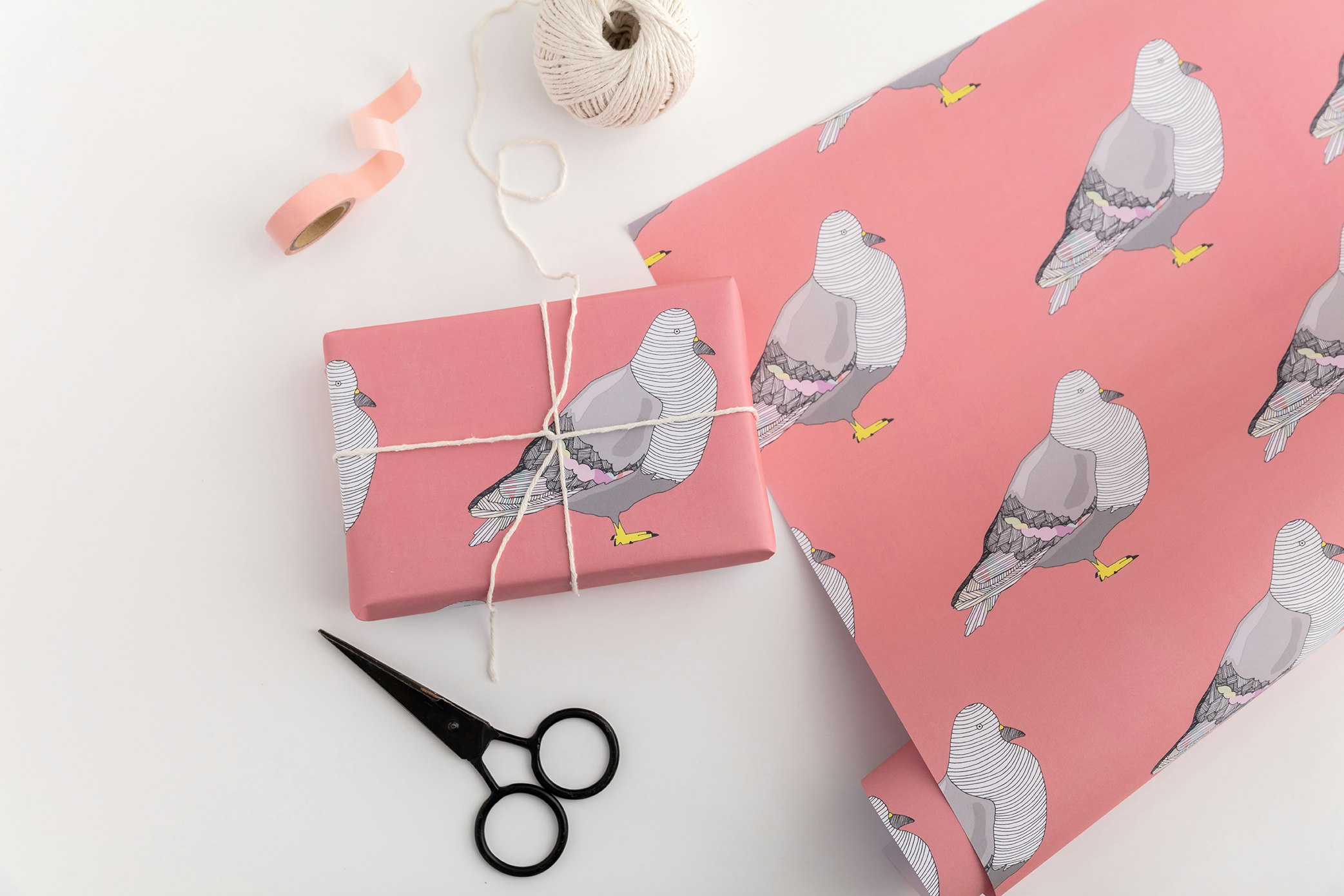 Pink Pigeon Wrapping Paper by You've Got Pen on Your Face