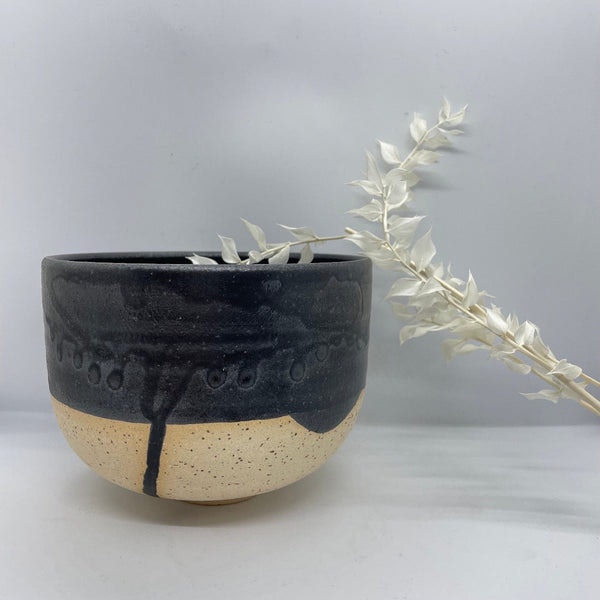 Display Bowl | Black Drip Glaze by KJA STUDIO