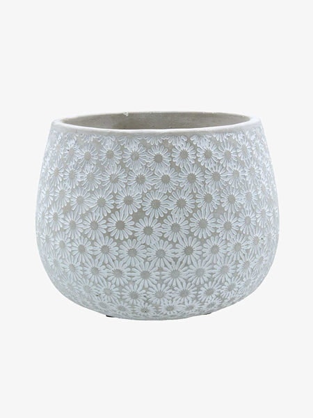Daisy Stone Effect Pot Cover Large by Gisela Graham