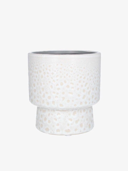 White Foam Ceramic Goblet Pot Cover Small by Gisela Graham